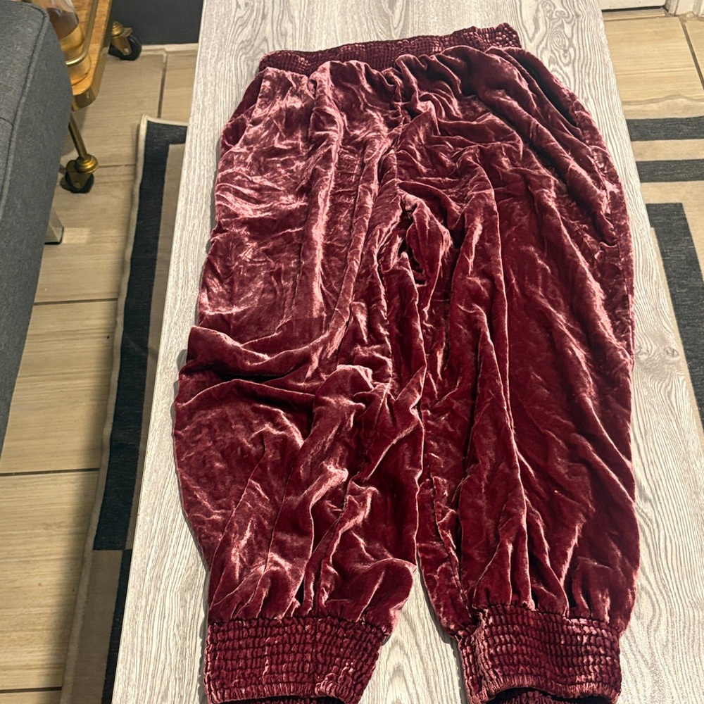 Anthropologie Velvet Burgundy Pants